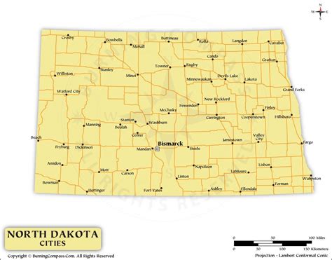 cities in north dakota map|Map of Cities in North Dakota, List of North Dakota Cities by .